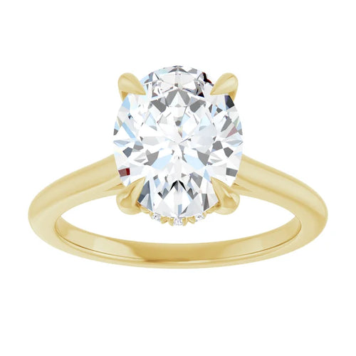 Load image 1 in gallery view. 14KY Yellow Oval Lab-Grown Diamond Engagement Ring - Hidden Halo