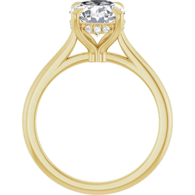 14KY Yellow Oval Lab-Grown Diamond Engagement Ring - Hidden Halo