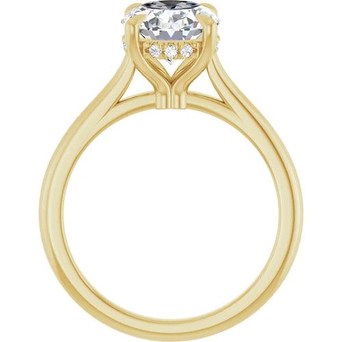Load image 1 in gallery view. 14KY Yellow Oval Lab-Grown Diamond Engagement Ring - Hidden Halo