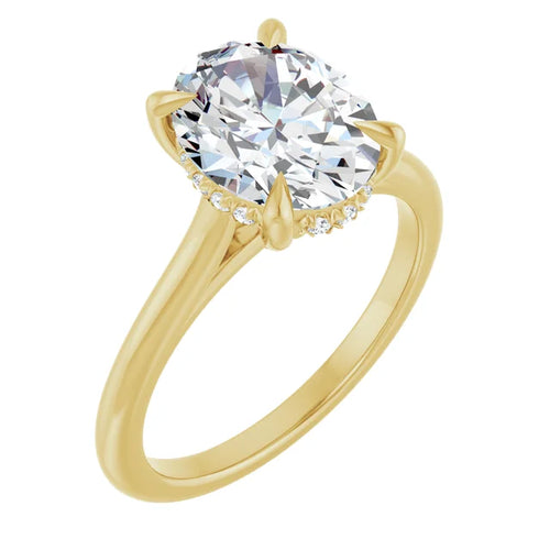 Load image 1 in gallery view. 14KY Yellow Oval Lab-Grown Diamond Engagement Ring - Hidden Halo