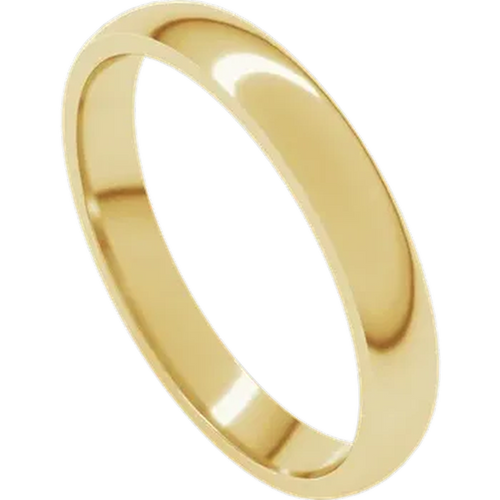 Load image 1 in gallery view. 14K yellow gold 3mm half-round comfort-fit wedding band, angled view