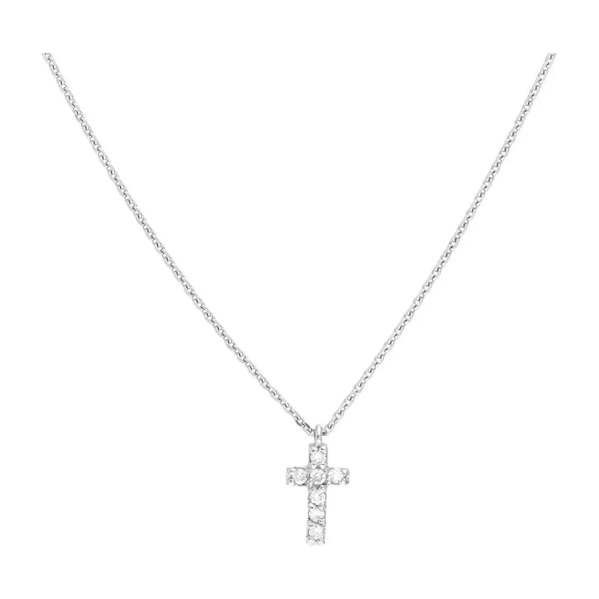 Diamond Jewelry Collections 14k Diamond Mini Cross Adjustable Necklace 1/15 ctw