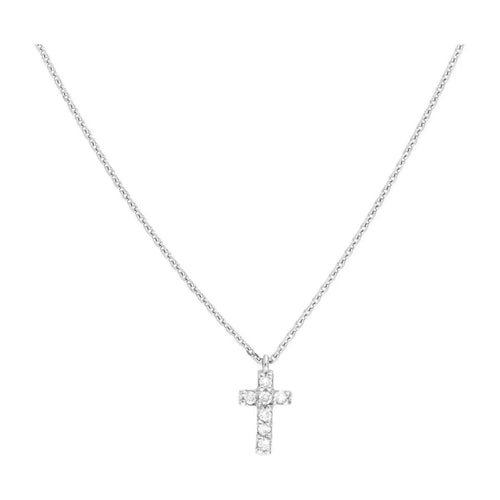 Load image 1 in gallery view. Diamond Jewelry Collections 14k Diamond Mini Cross Adjustable Necklace 1/15 ctw
