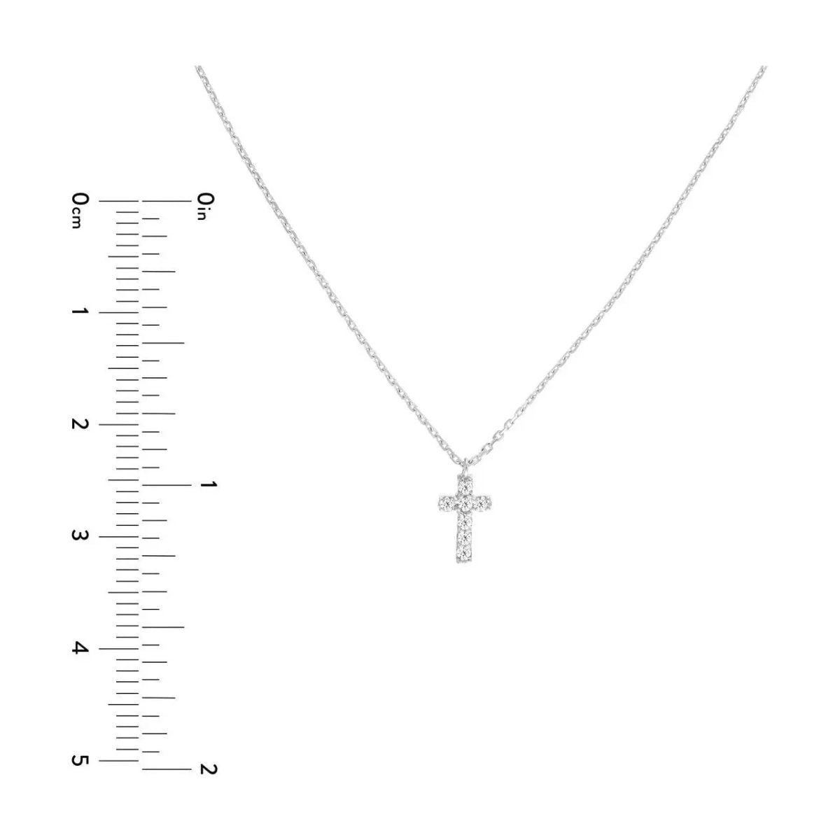 Diamond Jewelry Collections 14k Diamond Mini Cross Adjustable Necklace 1/15 ctw