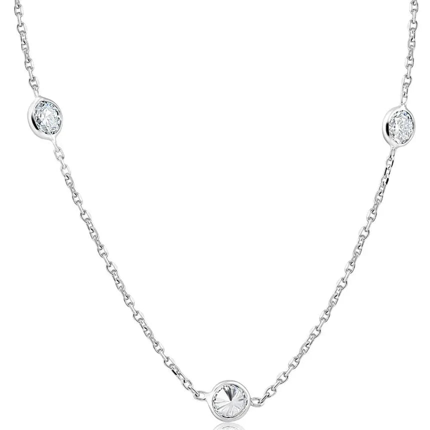 Diamond Jewelry Collections 14K White 1.60 ctw Lab-Grown Diamond By-the-Yard Necklace