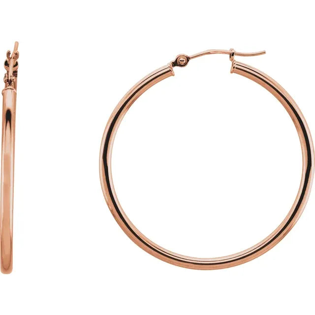 Gold Fashion Jewelry 14KR 14K Gold 35mm Hoop Earrings | White, Yellow & Rose Gold