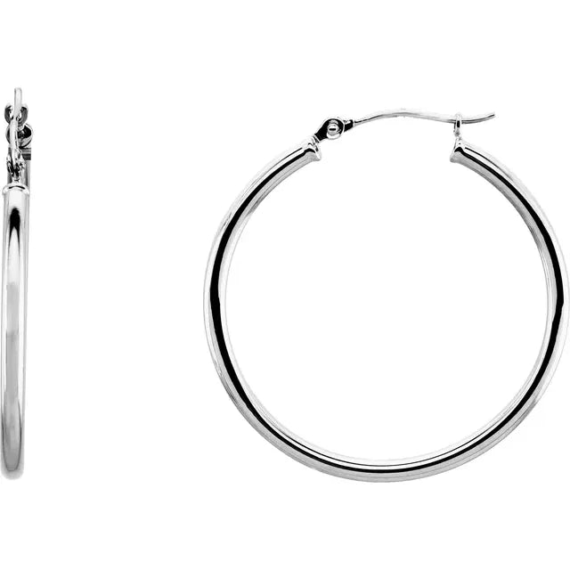 Gold Fashion Jewelry 14KW 30mm 14K Hoop Earrings