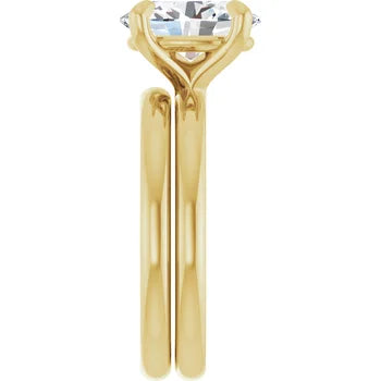 Side view of the oval lab-grown diamond solitaire, shown with a matching wedding band that is not included