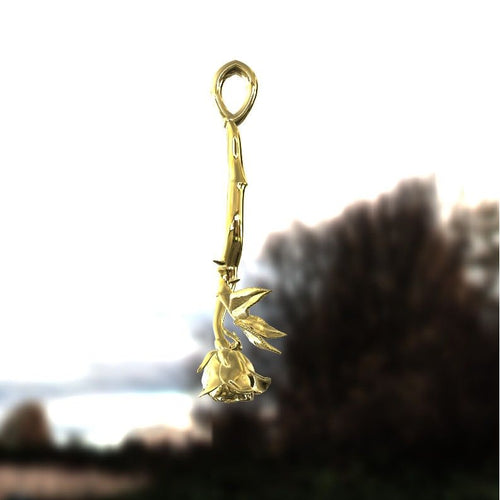 Load image 1 in gallery view. Custom Order 14K Yellow Gold Upside-Down Rose Pendant