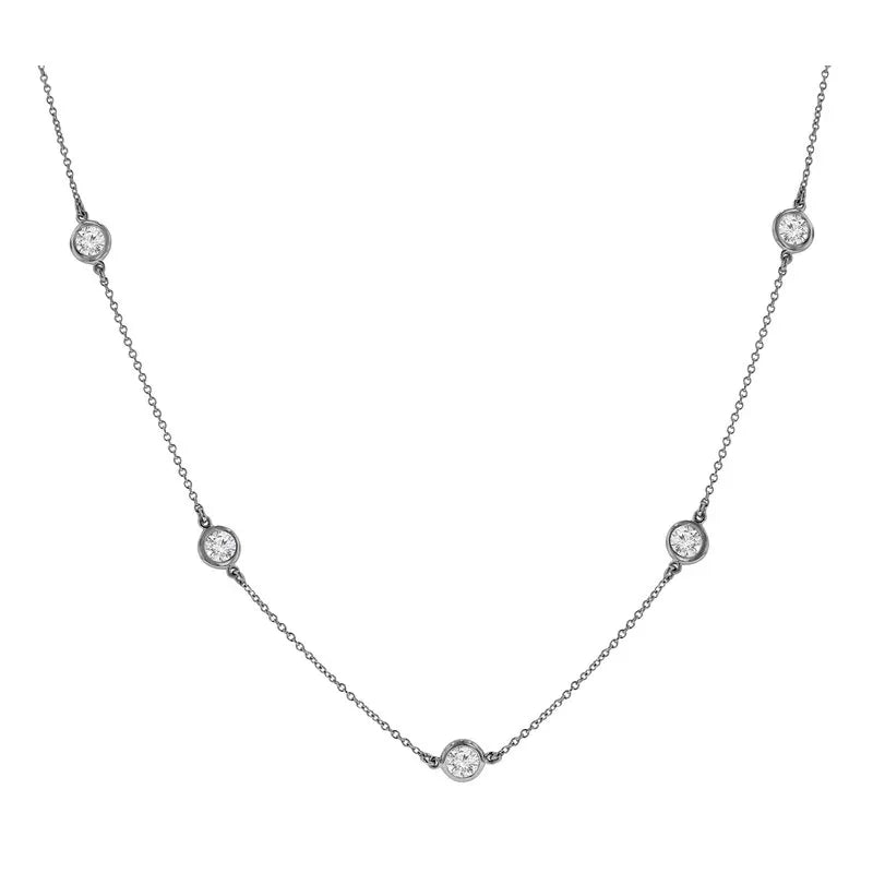 Diamond Jewelry Collections 14K White 1.60 ctw Lab-Grown Diamond By-the-Yard Necklace