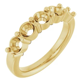 Diamond Wedding Rings 14K Yellow Gold Five-Stone Anniversary Band Mounting — 4.4 mm Rounds, Mounting Only