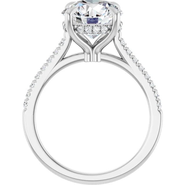 Engagement Rings Platinum 3 CT Round Hidden-Halo Cathedral Engagement Ring