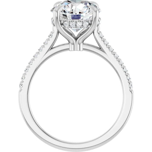 Load image 1 in gallery view. Engagement Rings Platinum 3 CT Round Hidden-Halo Cathedral Engagement Ring