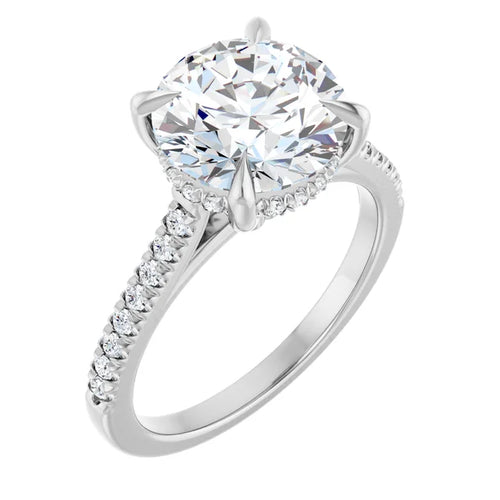 Load image 1 in gallery view. Engagement Rings Platinum 3 CT Round Hidden-Halo Cathedral Engagement Ring