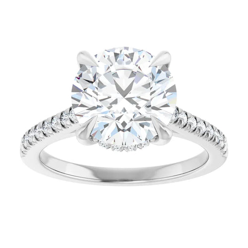 Load image 1 in gallery view. Engagement Rings Platinum 3 CT Round Hidden-Halo Cathedral Engagement Ring