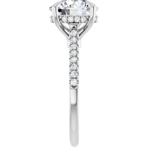 Load image 1 in gallery view. Engagement Rings Platinum 3 CT Round Hidden-Halo Cathedral Engagement Ring