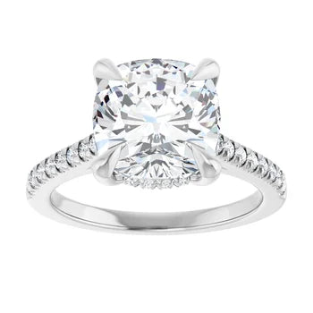 Platinum 3.85 ctw Custom Cushion Cut Engagement Ring