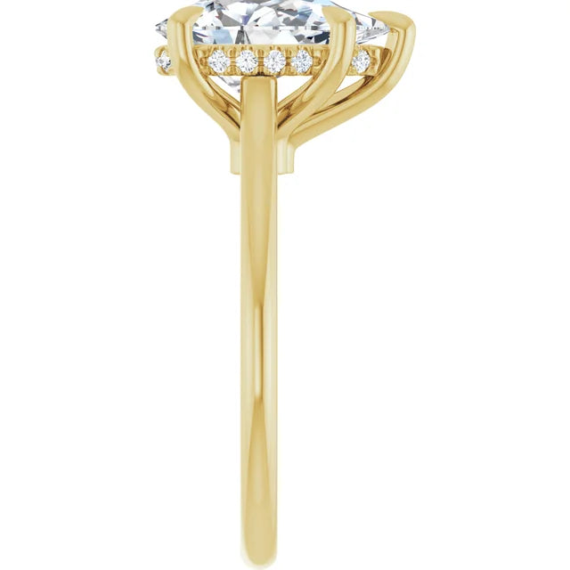 Engagement Rings 14K Yellow Gold 2.05 CT Pear Hidden-Halo Engagement Ring