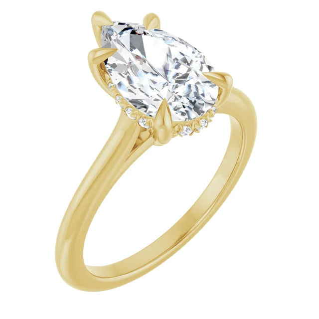 Engagement Rings 14K Yellow Gold 2.05 CT Pear Hidden-Halo Engagement Ring