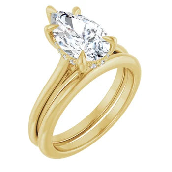 Engagement Rings 14K Yellow Gold 2.05 CT Pear Hidden-Halo Engagement Ring