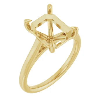 Load image 1 in gallery view. 14K Yellow Gold Emerald Solitaire Engagement Ring