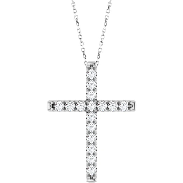 Diamond Jewelry Collections 14K White Gold 1 CTW Lab-Grown Diamond Cross