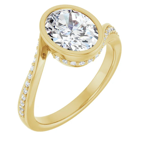 Load image 1 in gallery view. Engagement Rings Bezel set Oval Engagement Ring in 14K Yellow Gold - 2ct tw Lab-Diamond