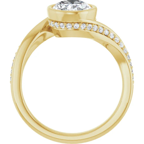 Load image 1 in gallery view. Engagement Rings Bezel set Oval Engagement Ring in 14K Yellow Gold - 2ct tw Lab-Diamond