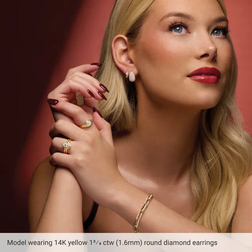 Load image 1 in gallery view. Diamond Jewelry Collections 14K Yellow Gold Lab-Grown Diamond Teardrop Earrings – 1 3/4 CTW