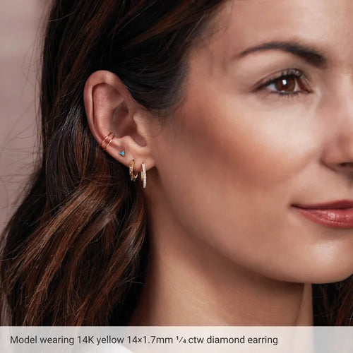 Load image 1 in gallery view. Diamond Jewelry Collections 14K White Gold Diamond Huggie Hoop Earrings – 0.25 CTW