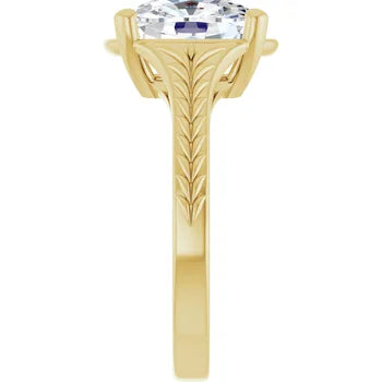 Engagement Rings 14K Yellow Gold 3 CT Elongated Cushion Solitaire Engagement Ring
