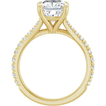 Engagement Rings 2 CT Cushion Cut Lab-Grown Diamond Engagement Ring with French-Set Pavé