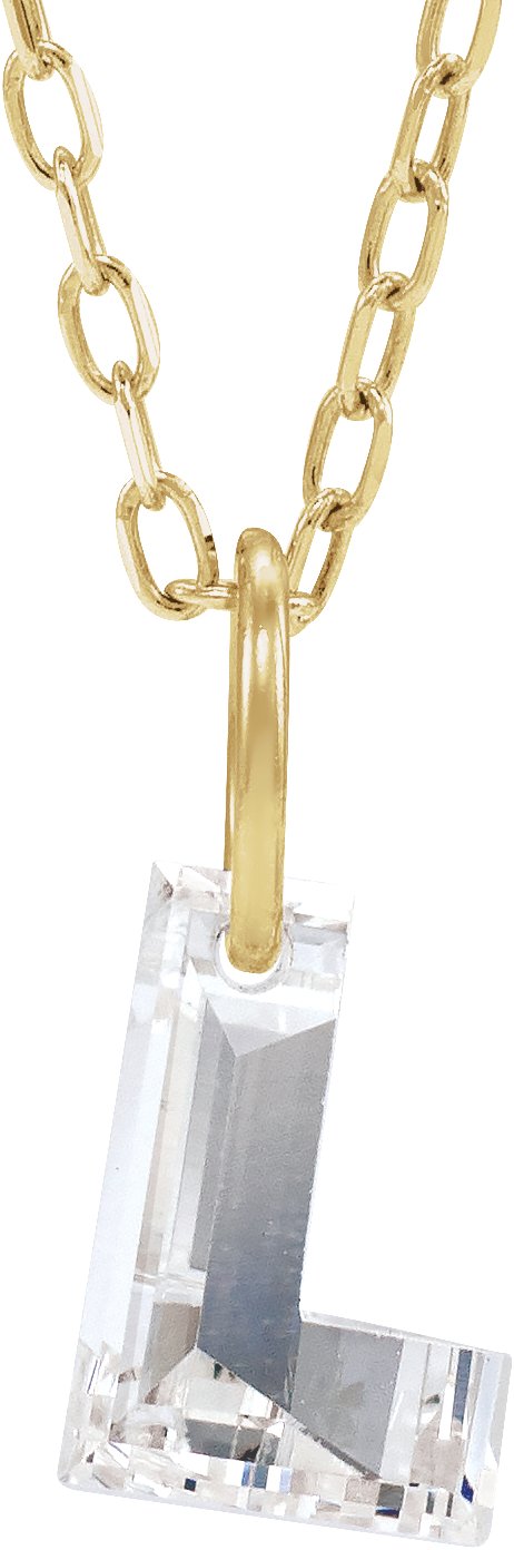 14K yellow gold necklace with the initial cut from a single lab-grown diamond