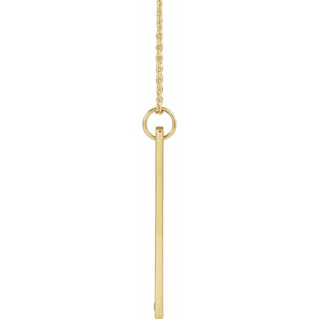 Gold Fashion Jewelry 14K Yellow Gold Diamond Engravable Bar Necklace — 16-18 Inch Adjustable