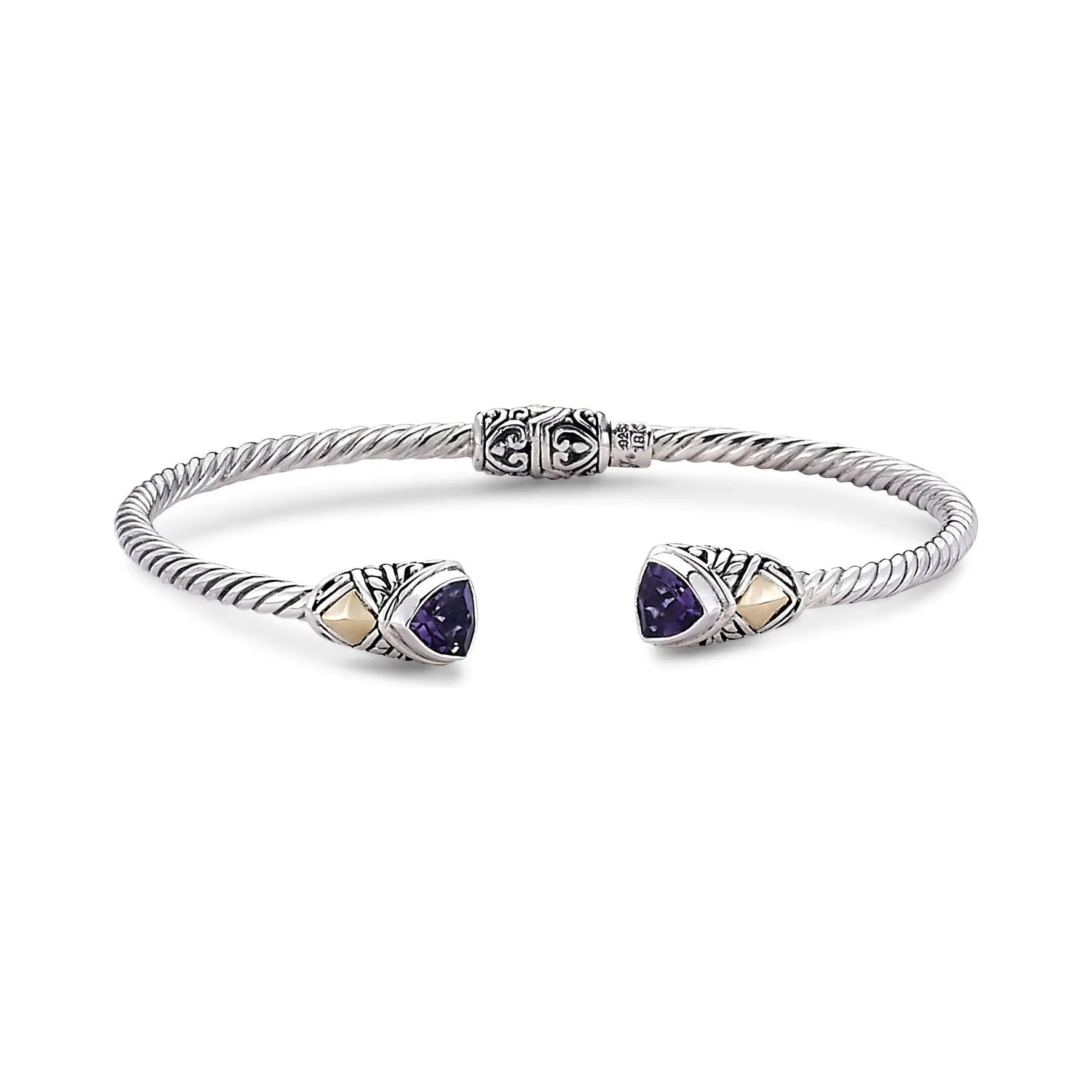 3MM SS/18K TRILLION SHAPE BANGLE WITH AMETHYST  Farsi Jewelers