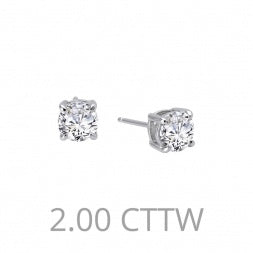 Lafonn 2 ct solitaire simulated diamond stud earrings in sterling silver