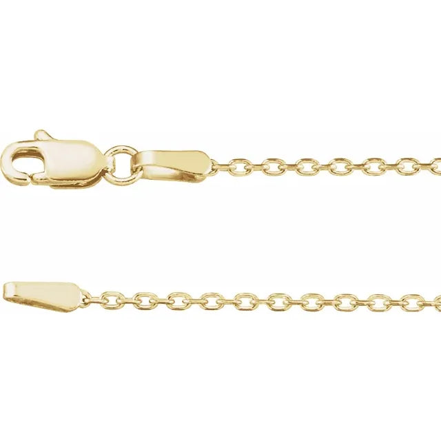 Gold Fashion Jewelry 14K Yellow Gold 1.5 mm Diamond-Cut Cable 20" Chain