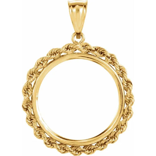 Load image 1 in gallery view. Gold Fashion Jewelry 14K Yellow Coin Frame Bezel Pendant Mounting