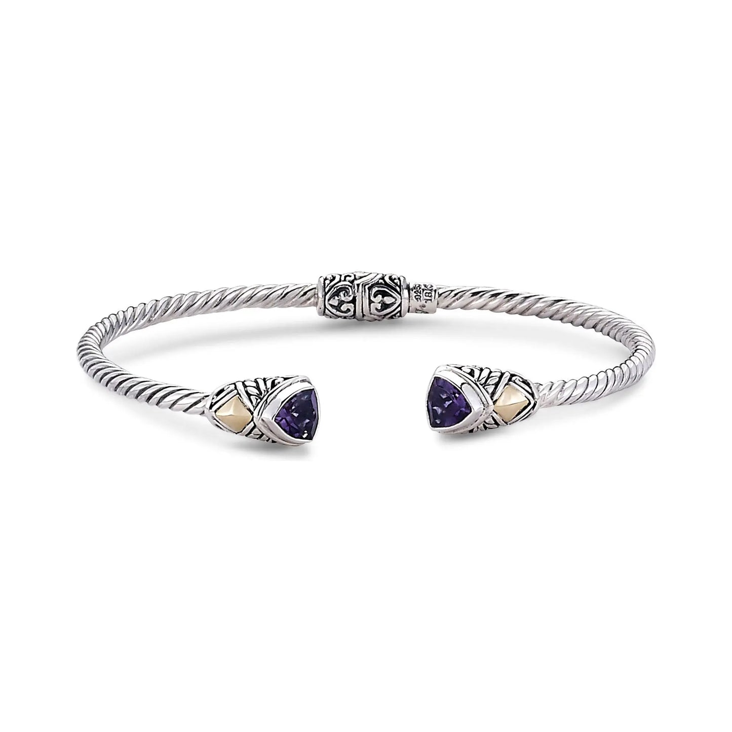 3MM SS/18K TRILLION SHAPE BANGLE WITH AMETHYST - Farsi Jewelers