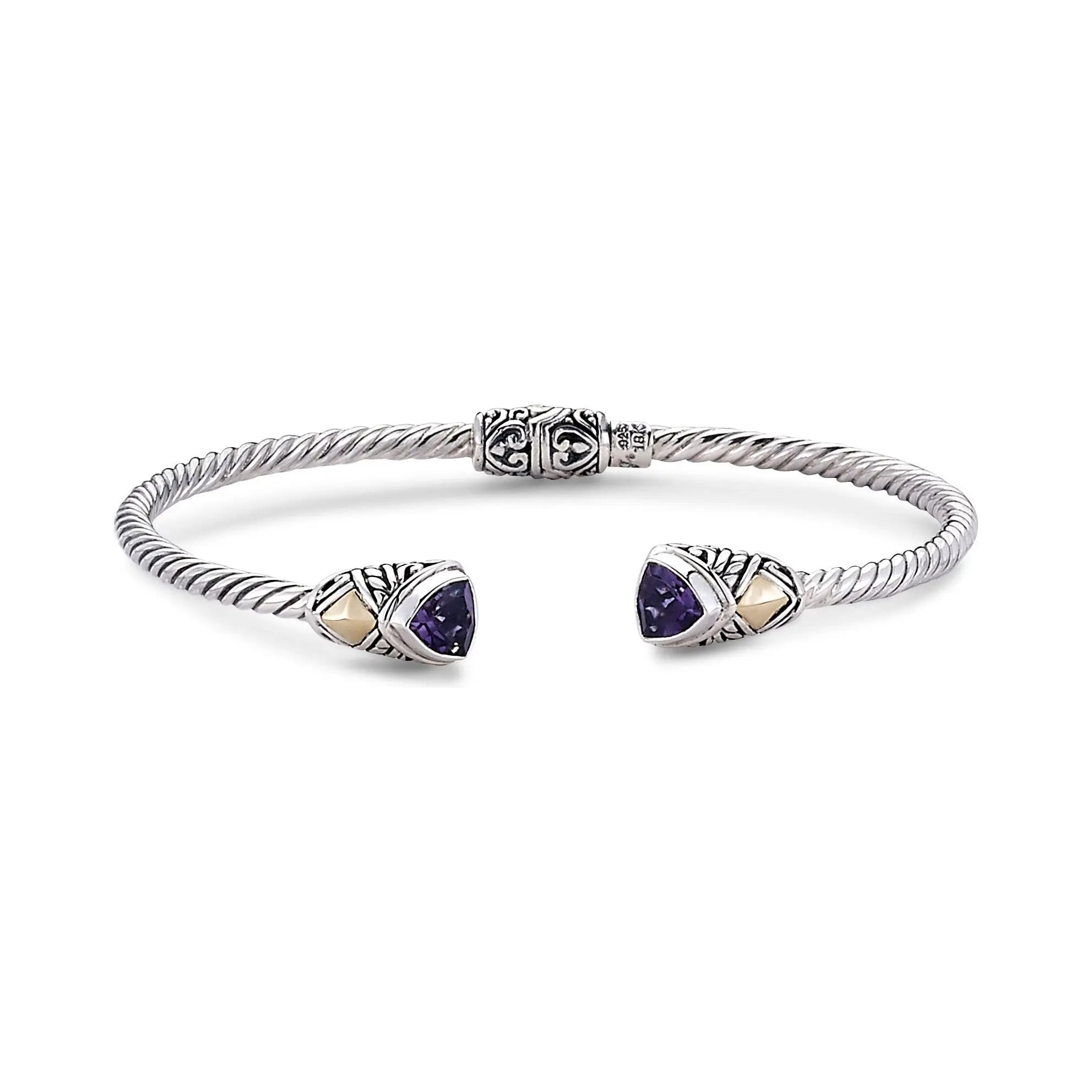 3MM SS/18K TRILLION SHAPE BANGLE WITH AMETHYST - Farsi Jewelers