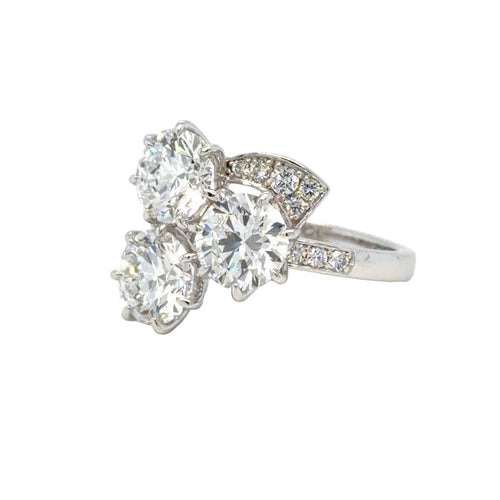 Load image 1 in gallery view. 14K White Mothers Ring 3 stones Custom Made Lab-Diamond Ring