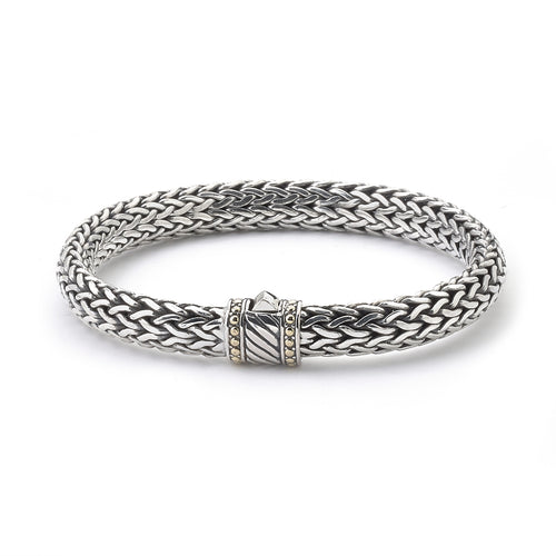 Load image 1 in gallery view. Men's Jewelry Sterling Silver & 18K Gold Woven Men's Bracelet — Imperial Bali
