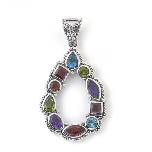 Load image 1 in gallery view. Silver Jewelry Sterling Silver Multi-Gemstone Pendant (No Chain)