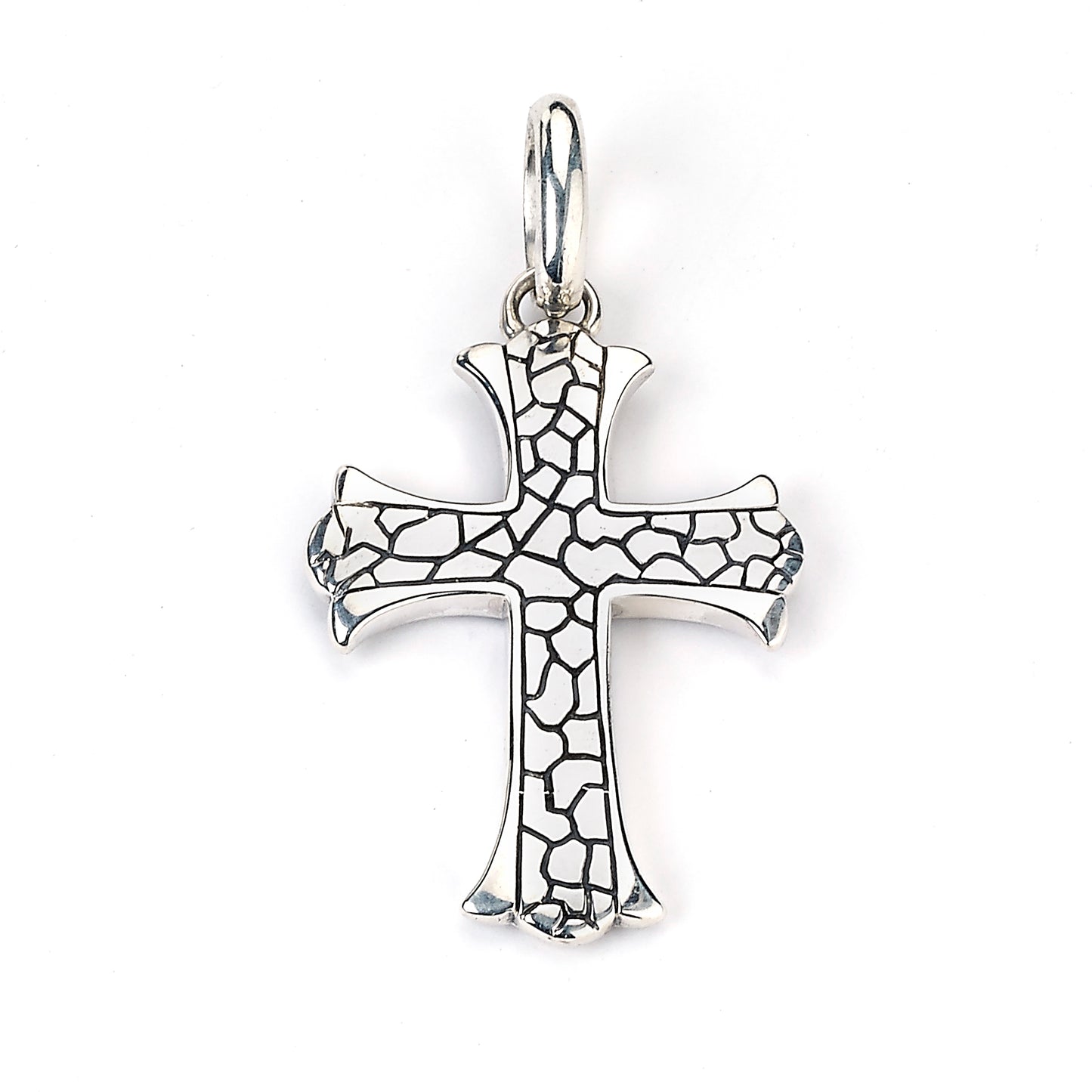 Men's Jewelry Sterling Silver Pebble-Design Cross Pendant
