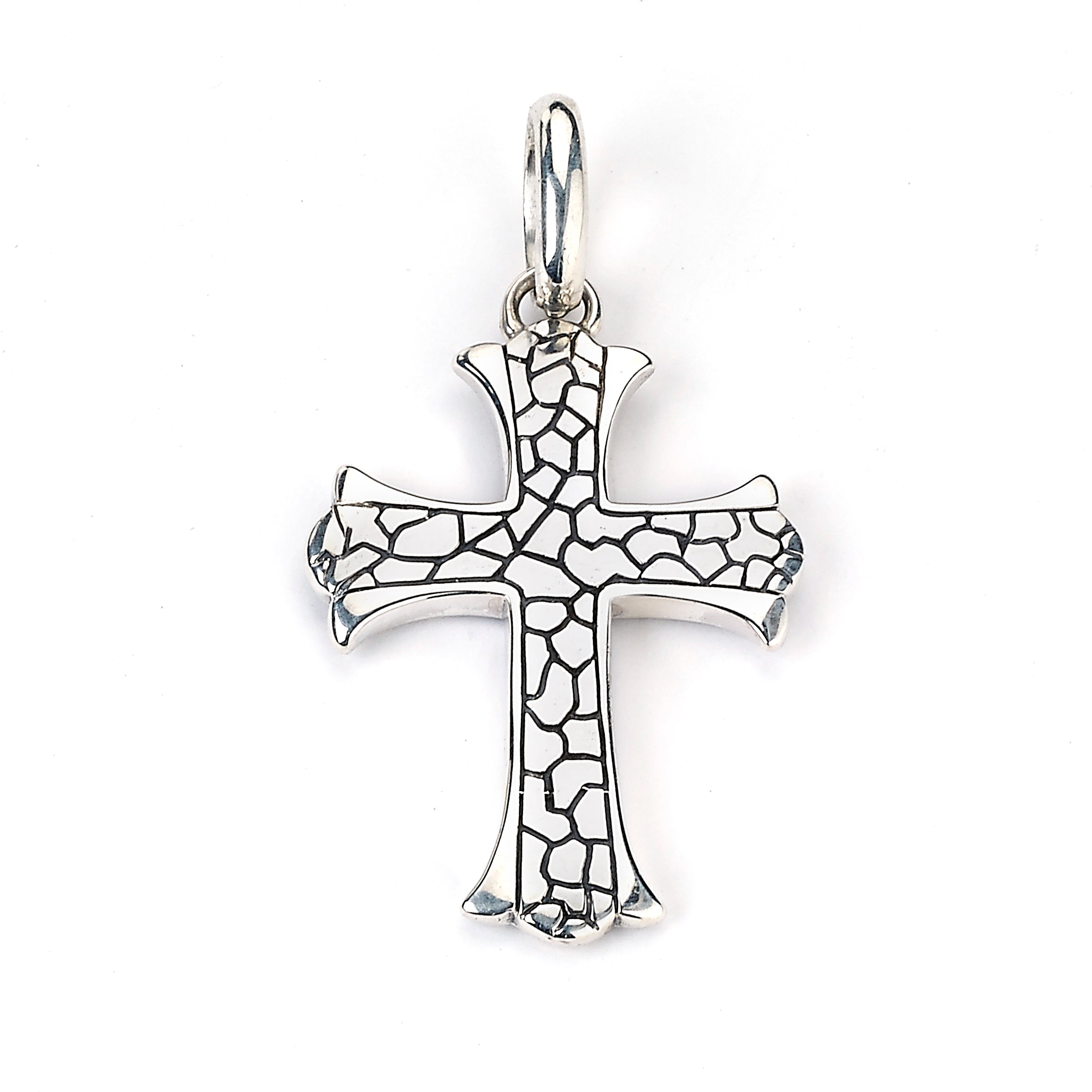 Men's Jewelry Sterling Silver Pebble-Design Cross Pendant