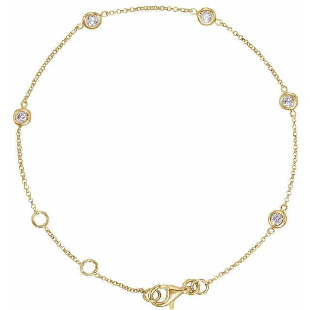 Diamond Jewelry Collections 14K Yellow 14K Diamond Station Bracelet 0.25 ctw