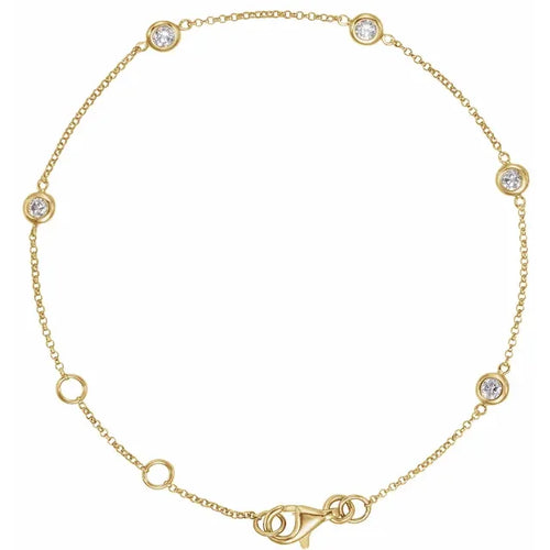 Load image 1 in gallery view. Diamond Jewelry Collections 14K Yellow 14K Diamond Station Bracelet 0.25 ctw