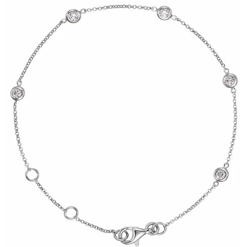 Load image 1 in gallery view. Diamond Jewelry Collections 14K White 14K Diamond Station Bracelet 0.25 ctw
