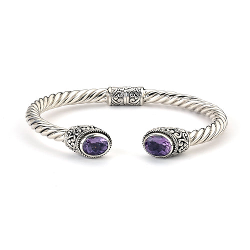 Load image 1 in gallery view. Silver Jewelry Sterling Silver Amethyst Twisted Cable Bangle