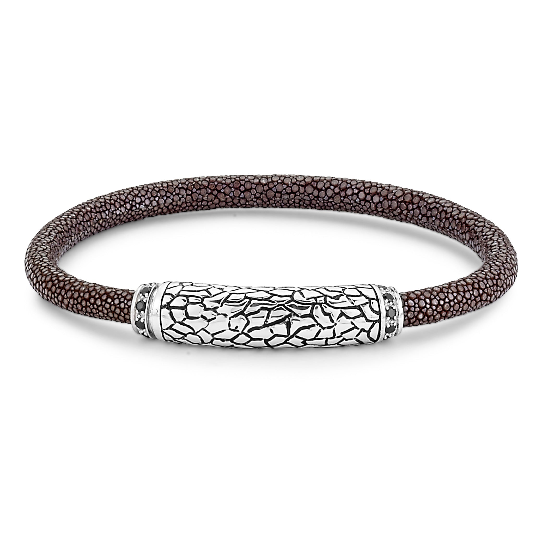 Men's Jewelry Sterling Silver Brown Stingray Leather Bracelet — Imperial Bali